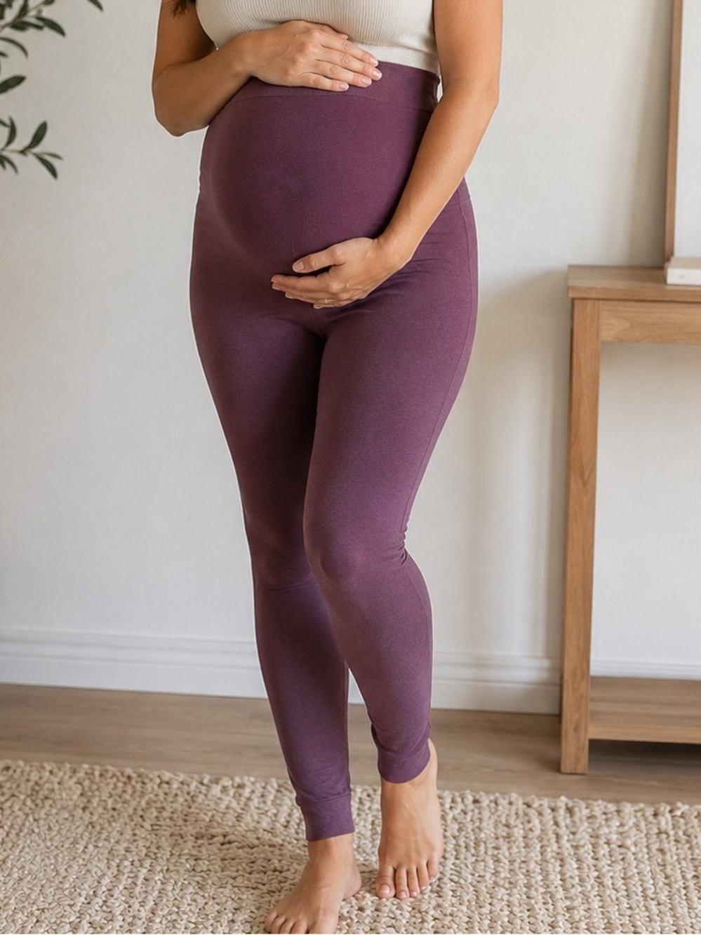 Blanqi Everyday Maternity Over-the-Bump Leggings Mauve Purple XL